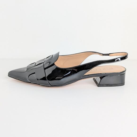 M. Gemi Sirene Slingback Kitten Heels 36.5 Black Patent Leather Made Italy 6.5
